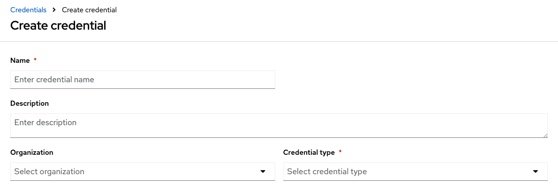 Create credential form